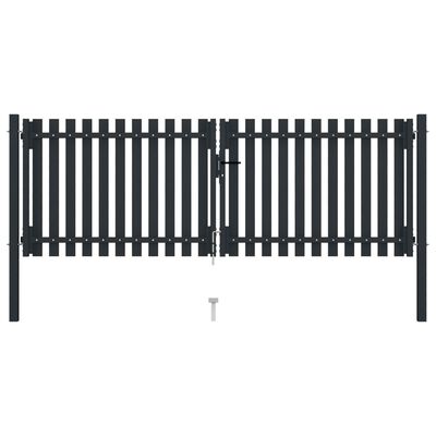 vidaXL Double Door Fence Gate Steel 306x150 cm Anthracite