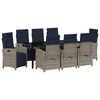 vidaXL Garden Dining Set with Cushion 9 pcs Grey Poly Rattan