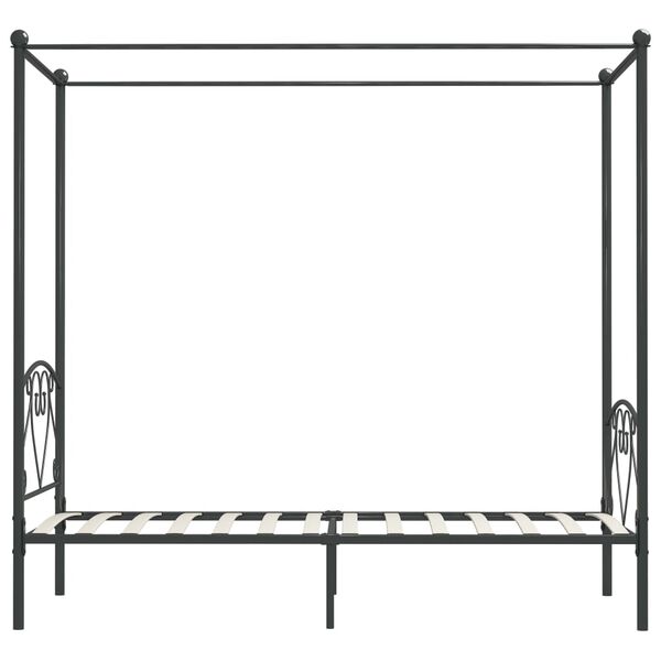 vidaXL Canopy Bed Frame without Mattress Grey Metal 120x200 cm