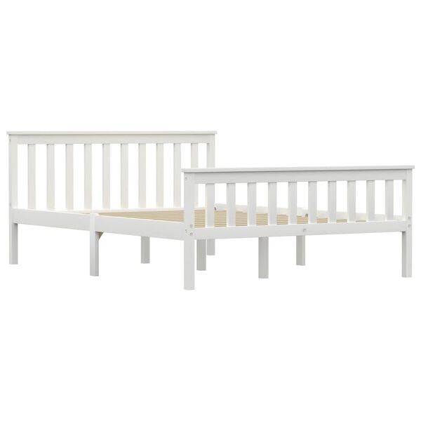 vidaXL Bed Frame without Mattress White Solid Pine Wood 140x200 cm