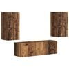 vidaXL TV Wall Cabinet Set 4 pcs Old Wood Engineered Wood