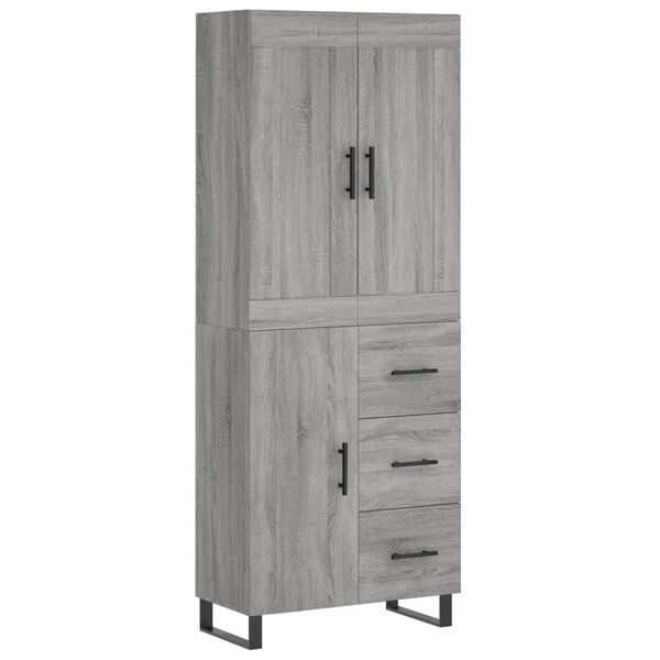vidaXL Highboard Grey Sonoma 69.5x34x180 cm Engineered Wood