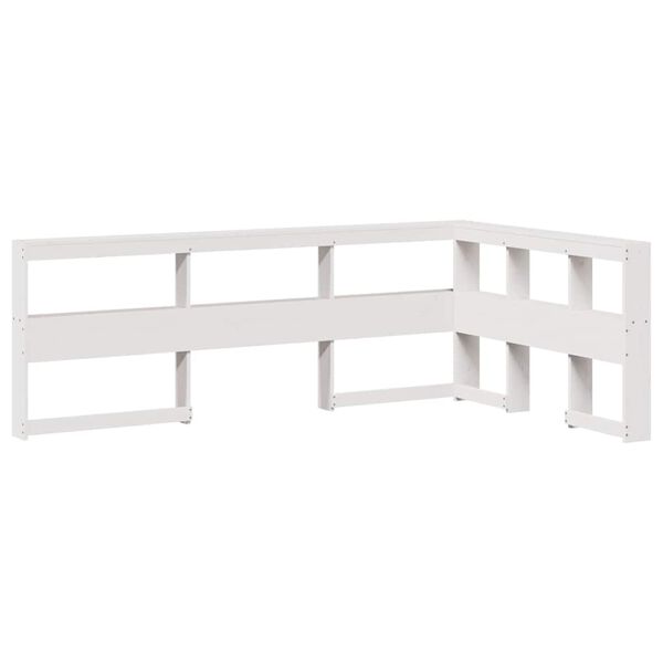 vidaXL Bookcase Headboard L-Shaped White 120 cm Solid Wood Pine