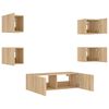 vidaXL 5 Piece TV Wall Cabinets with LED Lights Sonoma Oak