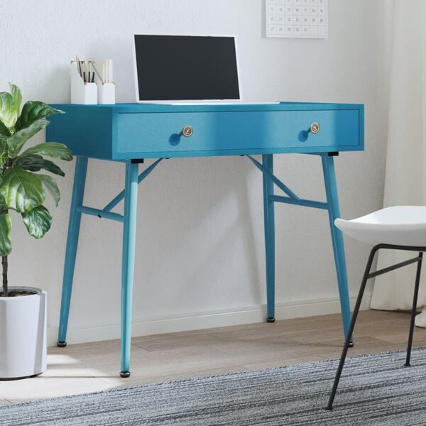 vidaXL Computer Desk with Drawer Antique Green 90x50x76.5 cm