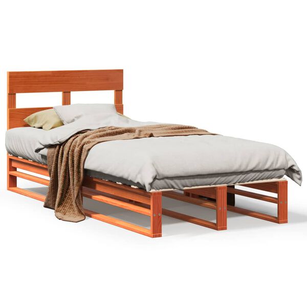 vidaXL Bed Frame without Mattress Wax Brown 90x190 cm Single Solid Wood Pine