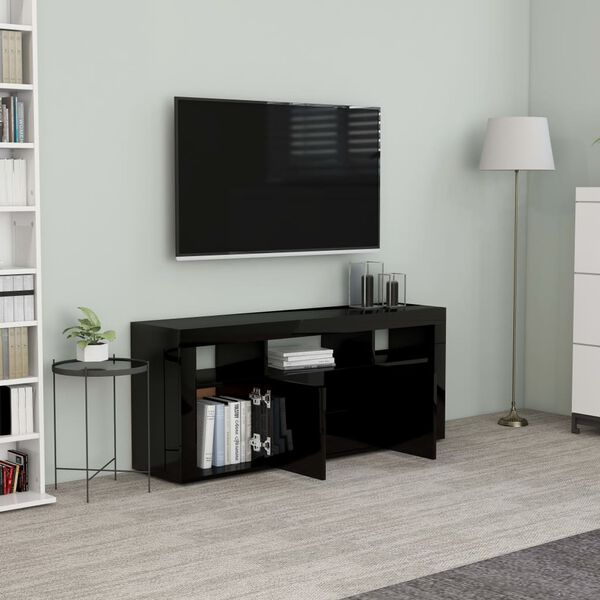 vidaXL TV Cabinet High Gloss Black 120x30x50 cm Engineered Wood