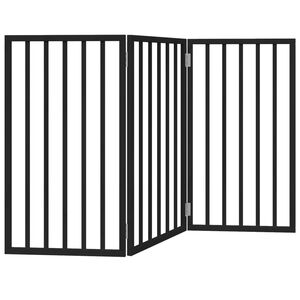 vidaXL Dog Gate Foldable 3 Panels Black 150 cm Poplar Wood