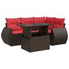 vidaXL 5 Piece Garden Sofa Set with Cushions Brown Poly Rattan Acacia