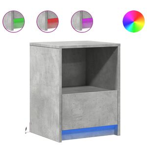 vidaXL Bedside Cabinet with LED Lights Concrete Grey Engineered Wood