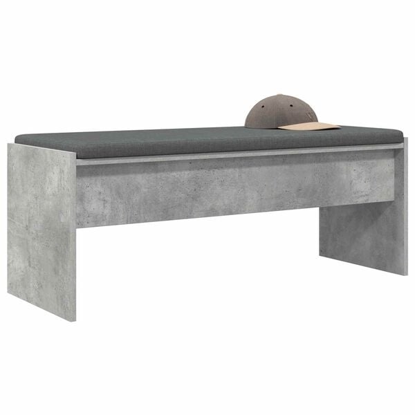 vidaXL Hall Bench with Cushion Concrete Grey 103 x 38 x 40 cm