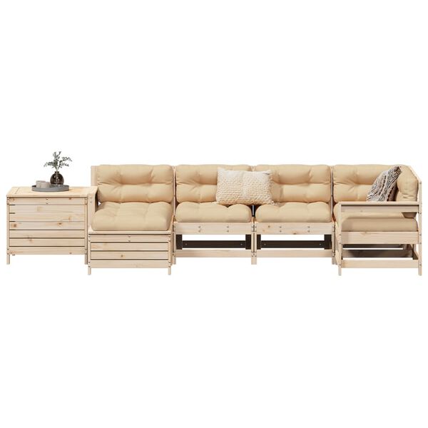 vidaXL 7 Piece Garden Sofa Set Solid Wood Pine
