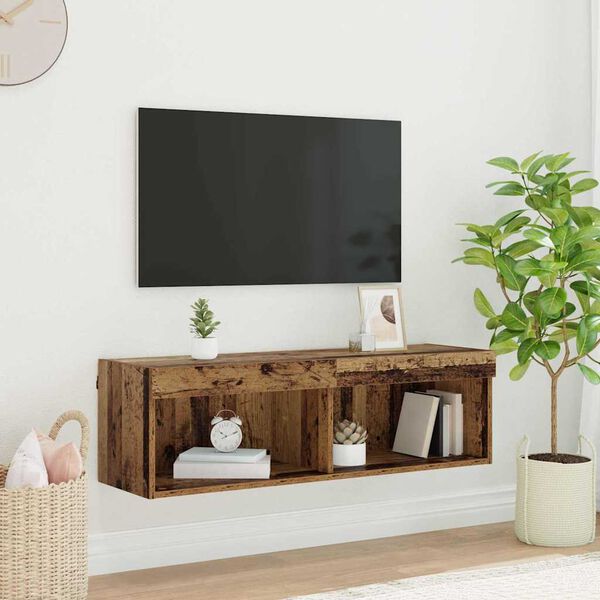 vidaXL TV Cabinet Set Old Wood 100 x 30 x 30 cm Engineered Wood