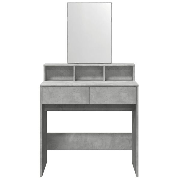 vidaXL Dressing Table with Mirror Concrete Grey 80x41x144.5 cm