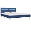 vidaXL Bed Frame with LED without Mattress Blue Fabric 150x200 cm King Size