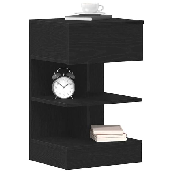 vidaXL Bedside Cabinet 2 pcs Black Oak 40 x 35 x 65 cm Engineered Wood