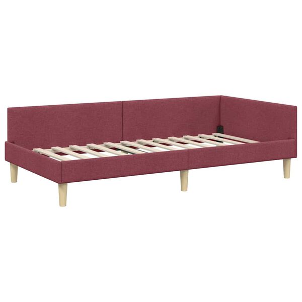 vidaXL Corner Bed Frame with Headboard Wine Red 80 x 200 cm Fabric
