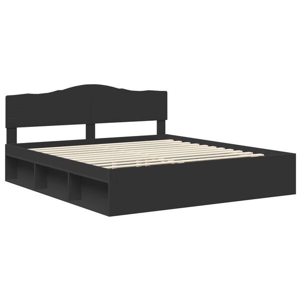 vidaXL Bed Frame with Headboard Black 180 x 200 cm Solid Pine Wood