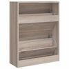 vidaXL Oak Look Wooden Shoe Cabinet with 2 Compartments