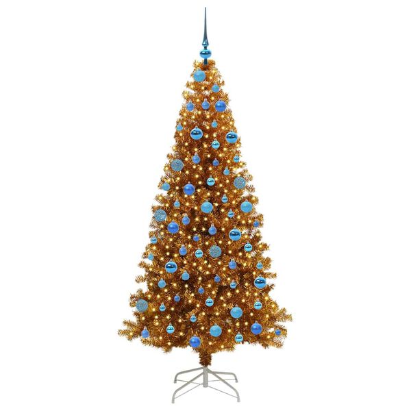 vidaXL Christmas Tree with 300 LEDs with Stand Gold 180 cm PET
