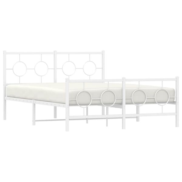 vidaXL Metal Bed Frame without Mattress with Footboard White 140x200cm