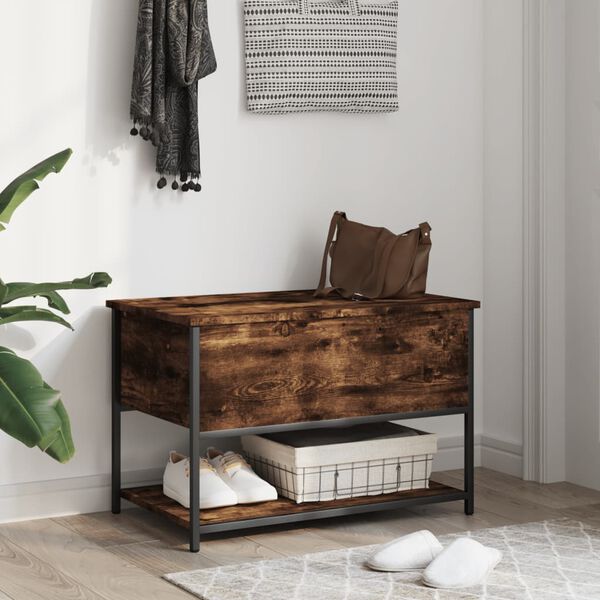 vidaXL Storage Bench Smoked Oak 70x42.5x47 cm Engineered Wood