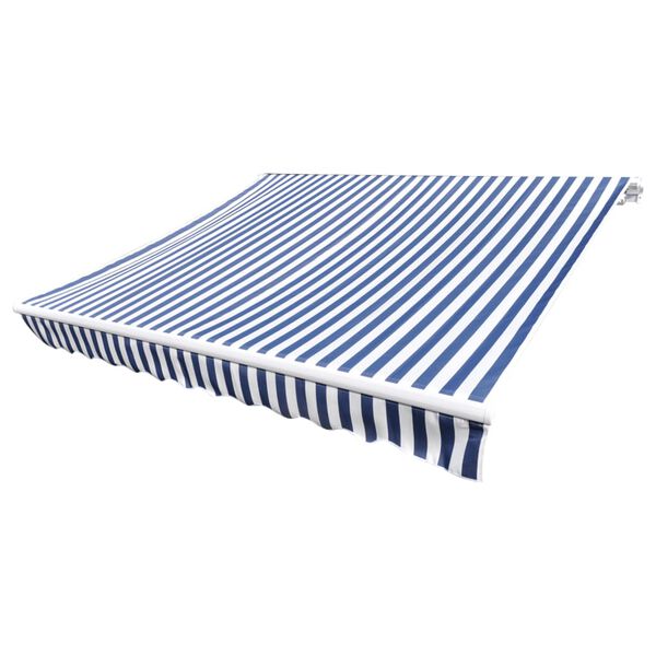 vidaXL Awning Top Sunshade Canvas Blue & White 5x3 m