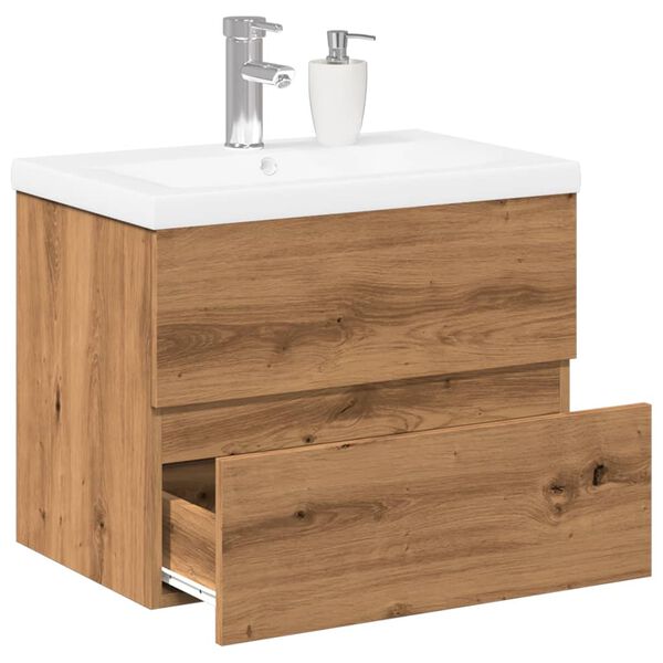 vidaXL Sink Cabinet with Built-in Basin Artisan Oak