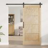 vidaXL Sliding Door Natural and Black 93 x 202 cm Solid Pine Wood