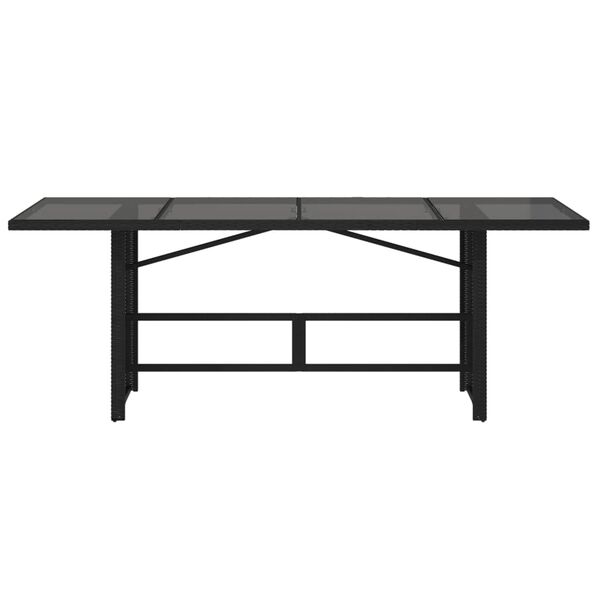 vidaXL Garden Table with Glass Top Black 190x80x75 cm Poly Rattan