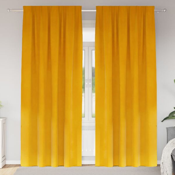 vidaXL Blackout Curtains 2 pcs Mustard Yellow 140 x 245 cm Velvet