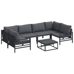 vidaXL Garden Sofa Set 7 pcs Black Steel