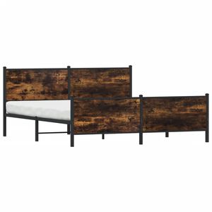 vidaXL Metal Bed Frame without Mattress Smoked Oak 180x200 cm Super King