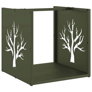 vidaXL Firewood Rack Olive Green 40x40x40 cm Cold-rolled steel