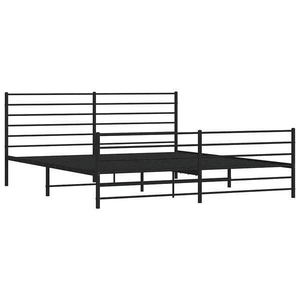 vidaXL Metal Bed Frame without Mattress with Footboard Black 193x203cm