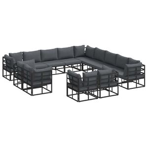 vidaXL Garden Sofa Set with Cushion 13 pcs Black Aluminium