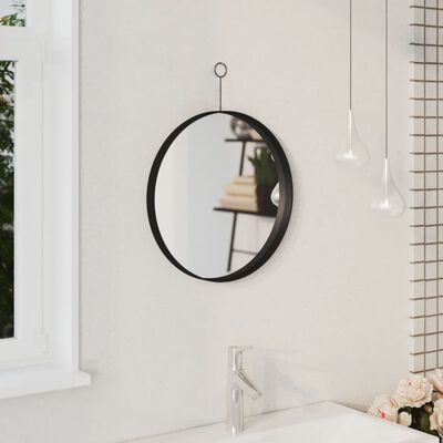vidaXL Hanging Mirror with Hook Black 40 cm