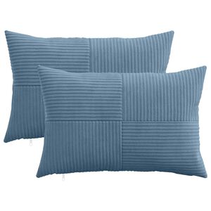 vidaXL Cushion Cover 2 pcs ALMELO Blue 30 x 50 cm Corduroy
