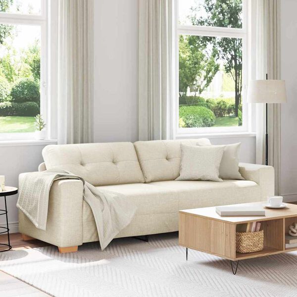 vidaXL Sofa Beige 221 x 78 x 80 cm Linen