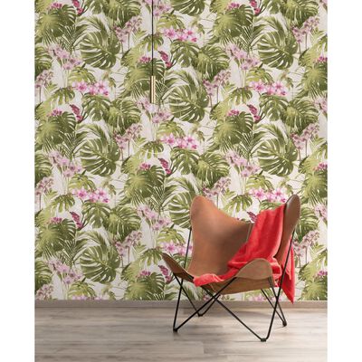 DUTCH WALLCOVERINGS Wallpaper Paradiso Green and Pink