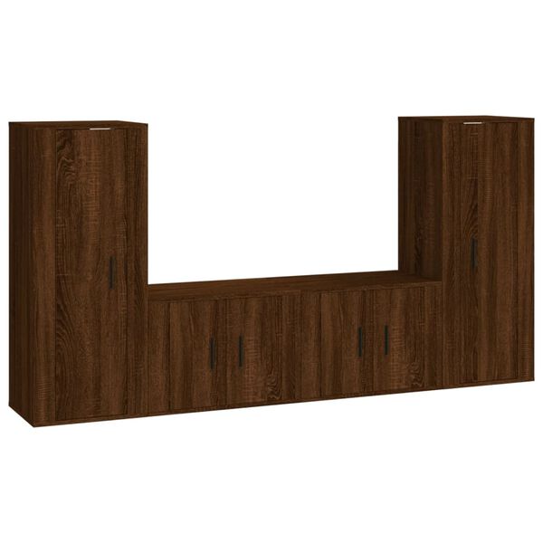 vidaXL 4 Piece TV Cabinet Set Brown Oak Engineered Wood
