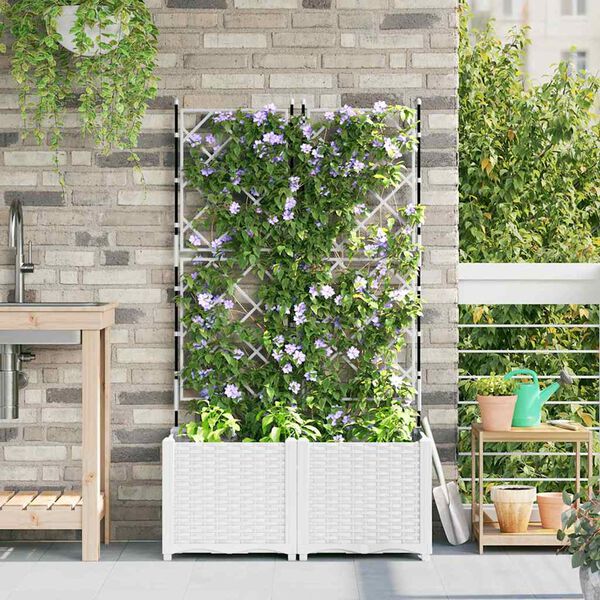 vidaXL Garden Planter 2 pcs White 80 x 40 x 143 cm Steel