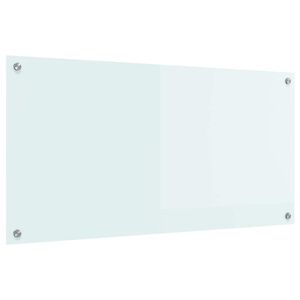 vidaXL Kitchen Backsplash White 100 x 50 cm Tempered Glass