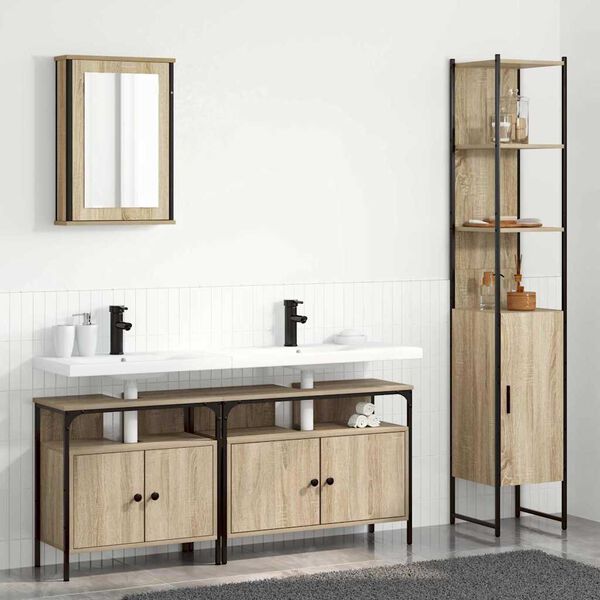 vidaXL Bathroom Furniture Set 4 pcs Sonoma Oak Engineered Wood