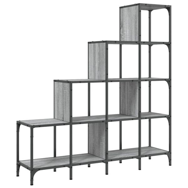 vidaXL Bookcase Grey Sonoma 122x30x132 cm Engineered Wood and Metal