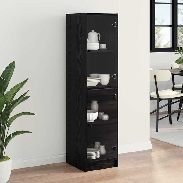 vidaXL Highboard Black Oak 35 x 37 x 142 cm Engineered Wood