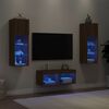 vidaXL 4 Piece TV Wall Cabinets with LED Lights Brown Oak