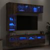 vidaXL 7 Piece TV Wall Cabinet Set with LED Lights Smoked Oak