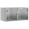 vidaXL Wall Cabinets with Glass Doors 2 pcs Grey Sonoma 68.5x37x35 cm
