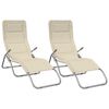 vidaXL Folding Sun Loungers 2 pcs Cream Textilene&Powder-coated Steel